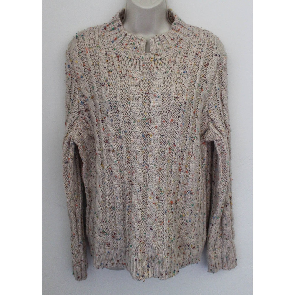 Callahan Sweater Large Beige Confetti Aster Cable Knit Pullover Anthropologie